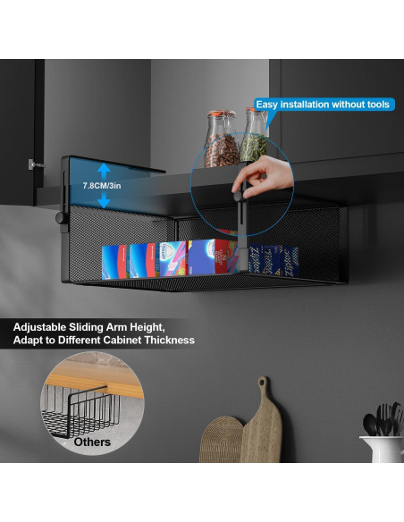 Organizador Bajo Estante AmonHouseware 2 Cestas Ajustables Negro Organizador Bajo Estante AmonHouseware 2 Cestas Ajustables Negro