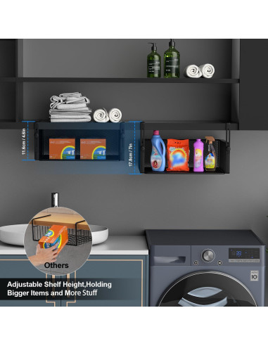 Organizador Bajo Estante AmonHouseware 2 Cestas Ajustables Negro