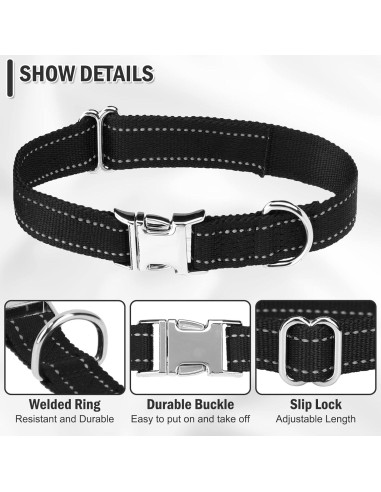 Correa de Collar para Perros ESGPET Reflectante 2 Piezas 20-61cm