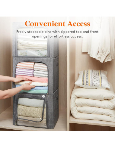 Bins de Almacenamiento de Ropa Lifewit 40L Plegables 3 Paquete