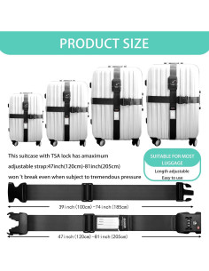 Correa de Equipaje Cruzada Apromisith Negra 20-32" con Candado TSA 2