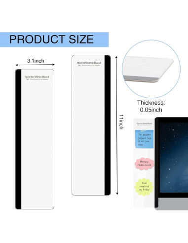 Tablero de Memoria Acrílico Edooi 27.9x7.9cm 2 Piezas