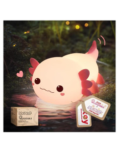 Luz Nocturna Axolote Huggwaii Silicona Regulable 20H Rosa