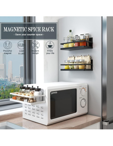 Estante Magnético para Especias Hoopoton - 2 Paquetes, 24.6x11cm