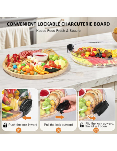 Tabla de Charcutería Zenzemwa Redonda 31.5 cm con Tapa