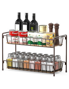 Organizador de Especias de 2 Niveles Simple Houseware - Acero Bronce