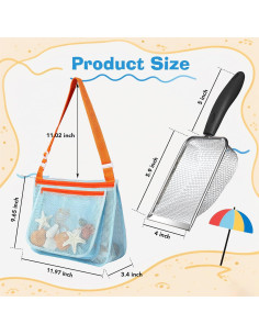 Juego de Juguetes de Playa LIDAGO con 2 Palas y 2 Bolsas de Malla 2