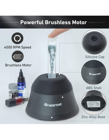 Mini Mezclador Vortex WEST TUNE 4000RPM Negro para Pinturas