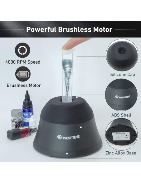 Mini Mezclador Vortex WEST TUNE 4000RPM Negro para Pinturas