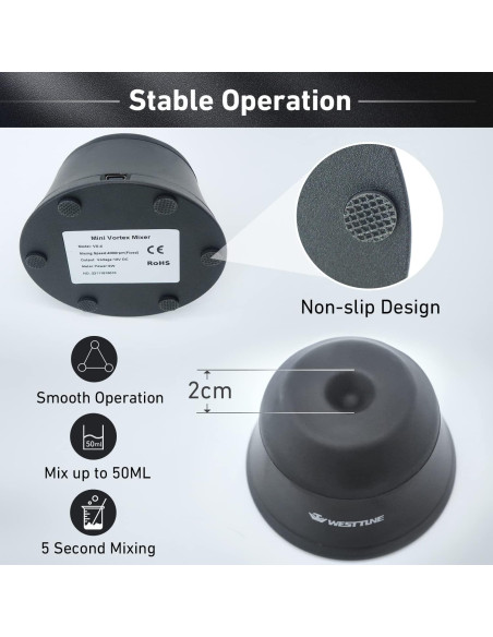 Mini Mezclador Vortex WEST TUNE 4000RPM Negro para Pinturas