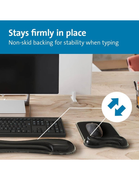 Reposamuñecas de Gel Duo Kensington Mediano Negro Ergonómico