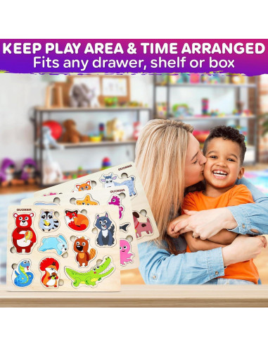 Rompecabezas de Madera QUOKKA Set de 3 para Niños 1-6 Años