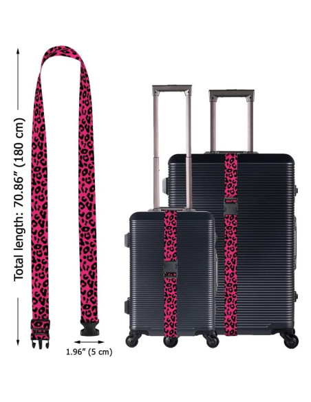 Juego de 2 Correas de Equipaje WIRESTER Leopardo Negro Rosa