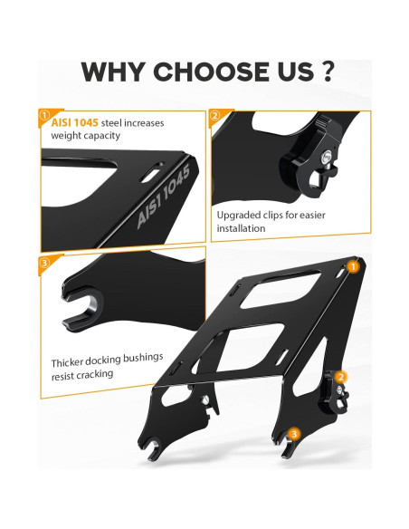 Soporte de Equipaje Desmontable PBYMT Negro para Harley 2014-2025