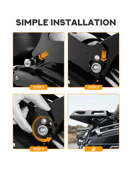 Soporte de Equipaje Desmontable PBYMT Negro para Harley 2014-2025