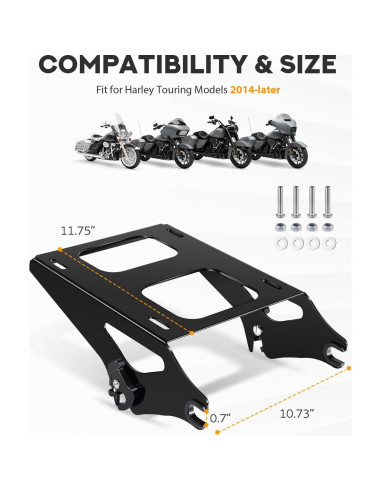 Soporte de Equipaje Desmontable PBYMT Negro para Harley 2014-2025