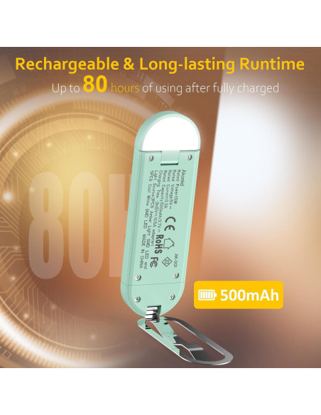 Luz de lectura recargable Akomid con clip, 8 LEDs, turquesa