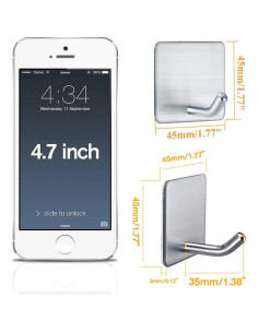 Ganchos Adhesivos FOTYRIG de Acero Inoxidable - 4 Piezas 2