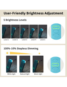 Luz de Libro Recargable USB Bsdgeclogy 3 Modos 5 Brillos 2