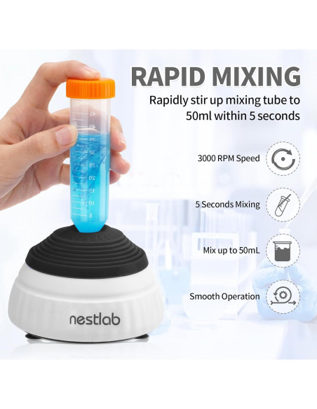 Mini Mezclador Vortex Nestlab 3000RPM Táctil Negro