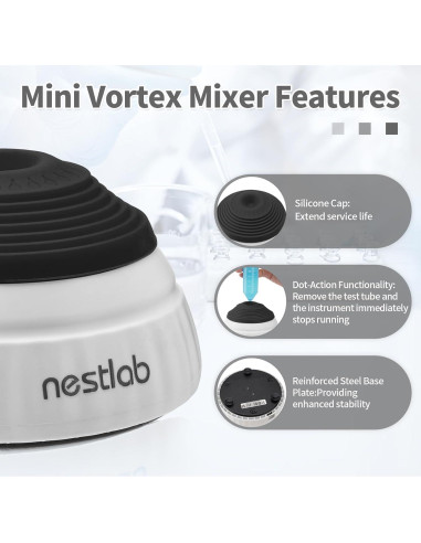 Mini Mezclador Vortex Nestlab 3000RPM Táctil Negro