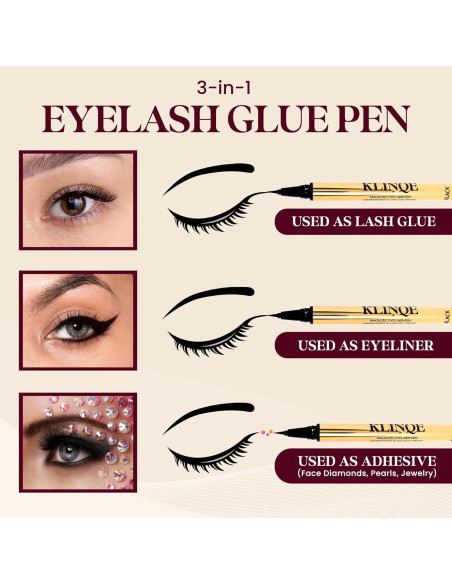 KLINQE Delineador Negro y Pegamento para Pestañas 12.5cm KLINQE Delineador Negro y Pegamento para Pestañas 12.5cm