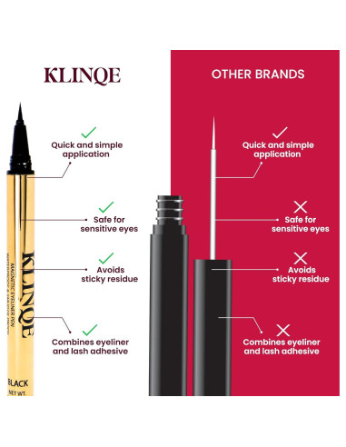 KLINQE Delineador Negro y Pegamento para Pestañas 12.5cm