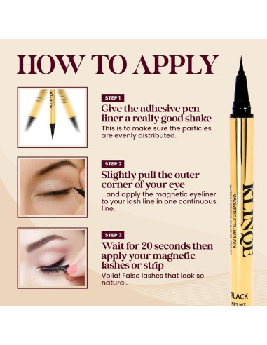 KLINQE Delineador Negro y Pegamento para Pestañas 12.5cm