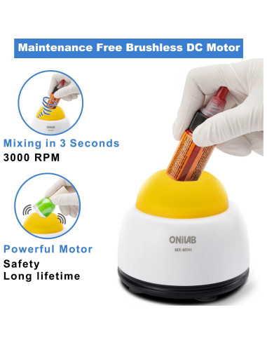 Mezclador Vortex Mini ONiLAB Amarillo 3000 rpm 12W