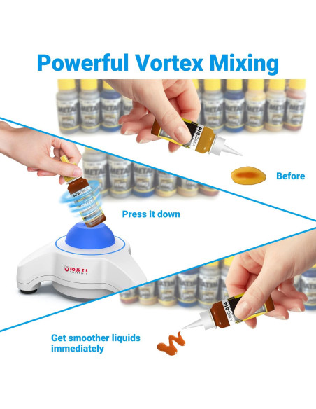 Mezclador Vortex Mini Four E's Scientific 5600 RPM Azul con Tapa Extra y 300 Bolas