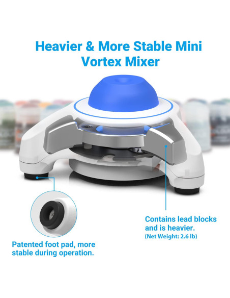 Mezclador Vortex Mini Four E's Scientific 5600 RPM Azul con Tapa Extra y 300 Bolas