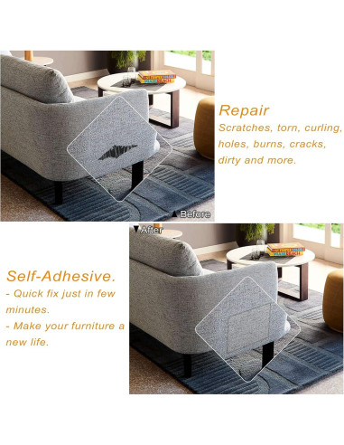 Parche Autoadhesivo de Tela de Lino ILOFRI 20x28 cm 2 Pcs - Gris Claro