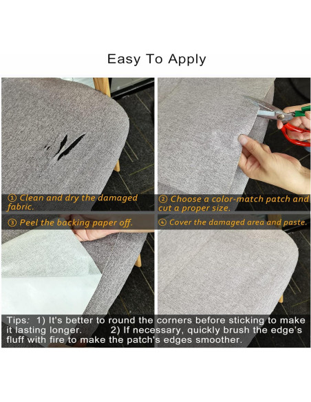 Parche Autoadhesivo de Tela de Lino ILOFRI 20x28 cm 2 Pcs - Gris Claro