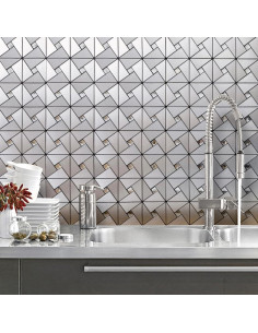 Azulejos Autoadhesivos DICOFUN 10 Hojas 30.48x30.48cm Plata 2