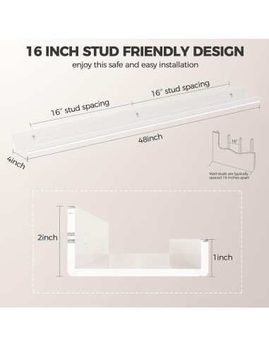 Estante Flotante Acrílico HBlife 48" Paquete de 4 para Niños