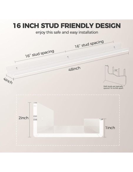 Estante Flotante Acrílico HBlife 48" Paquete de 4 para Niños