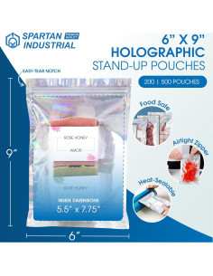 Bolsas Holográficas Re sellables Spartan Industrial 15.24x22.86cm 200u 2
