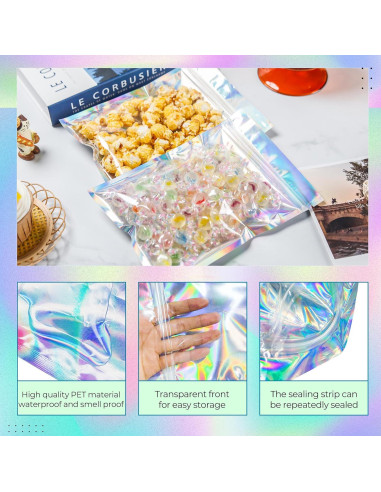 Bolsas de Mylar Holográficas NPLUX 100 Unidades 12.7x20.32CM