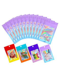 100 Bolsas Holográficas Mylar 6.9x9.9 cm Loveaiai Reutilizables