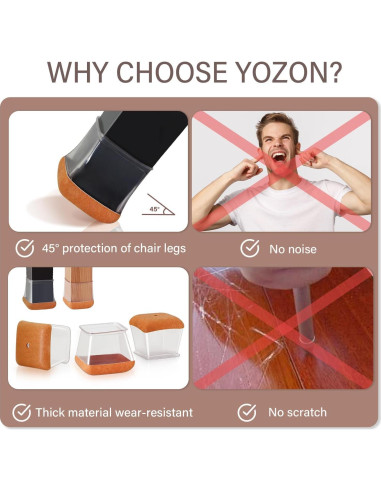 Protectores de Suelo para Patas de Silla YOZON 16 Piezas Silicona