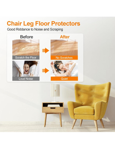 24 Protectores de Suelo de Silicona Joeyrras para Sillas Grandes