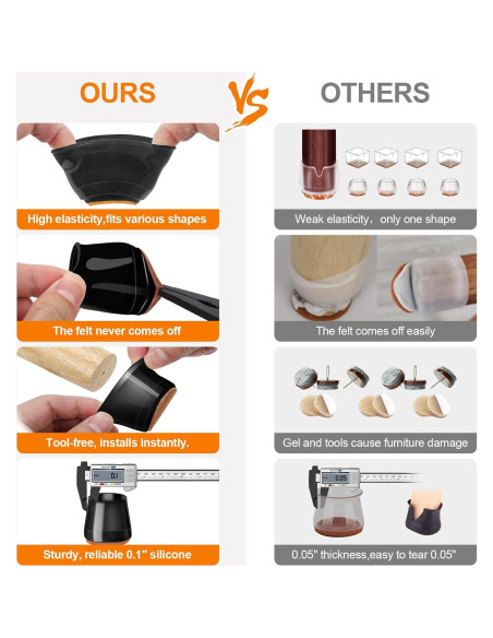 24 Protectores de Suelo de Silicona Joeyrras para Sillas Grandes