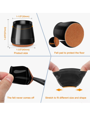 24 Protectores de Suelo de Silicona Joeyrras para Sillas Grandes