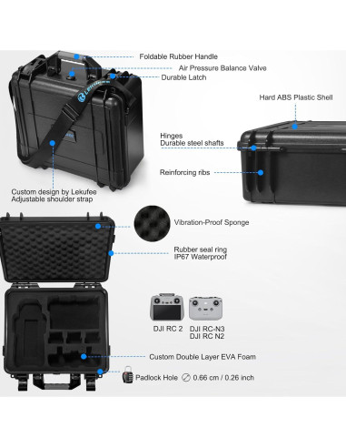 Estuche Duro Impermeable Lekufee para DJI Air 3S y Accesorios