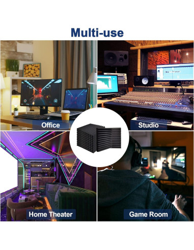 Paneles Acústicos de Espuma Ikaufen 48 Piezas 30x30cm