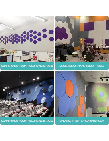 Paquete de 12 Paneles Acústicos Hexagonales QINGFANGLI 35.88x31.5cm