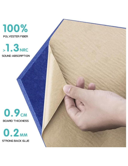 Paquete de 12 Paneles Acústicos Hexagonales QINGFANGLI 35.88x31.5cm Paquete de 12 Paneles Acústicos Hexagonales QINGFANGLI 35.88x31.5cm