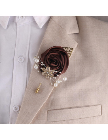 Ramo Artificial de Novia Ljxoaieu 5pcs Rosa Seda Café 14cm