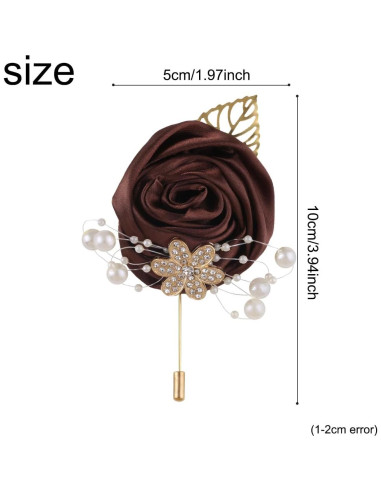 Ramo Artificial de Novia Ljxoaieu 5pcs Rosa Seda Café 14cm