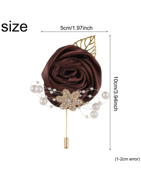 Ramo Artificial de Novia Ljxoaieu 5pcs Rosa Seda Café 14cm